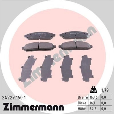 Zimmermann | Bremsbelagsatz, Scheibenbremse | 24227.160.1