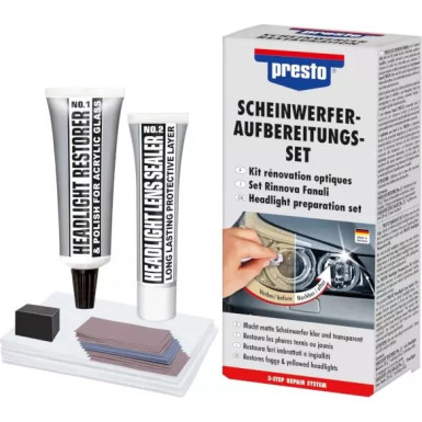 PRESTO 365171 Scheinwerfer Aufbereitungs-Set Klarlack