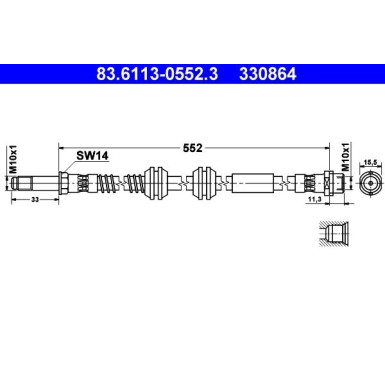 ATE | Bremsschlauch | 83.6113-0552.3