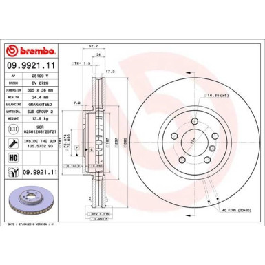 Brembo | Bremsscheibe | 09.9921.11