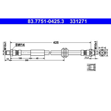 ATE | Bremsschlauch | 83.7751-0425.3