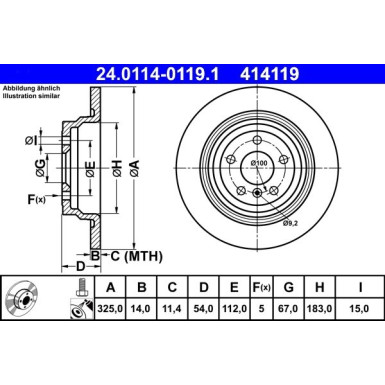 ATE | Bremsscheibe | 24.0114-0119.1