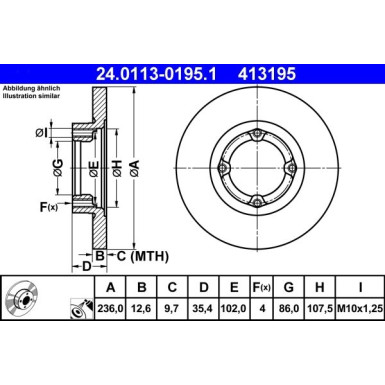 ATE | Bremsscheibe | 24.0113-0195.1