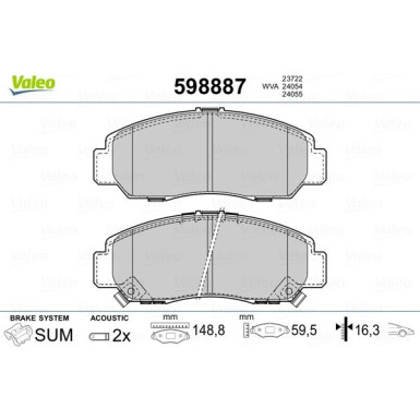 Valeo | Bremsbelagsatz, Scheibenbremse | 598887