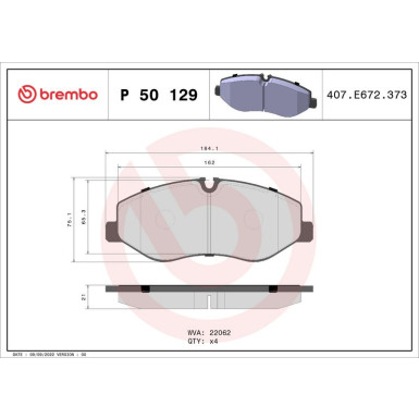 Brembo | Bremsbelagsatz, Scheibenbremse | P 50 129