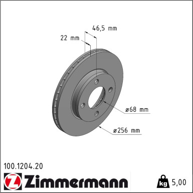 Zimmermann | Bremsscheibe | 100.1204.20