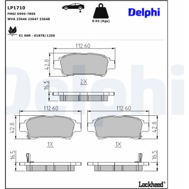 Delphi | Bremsbelagsatz, Scheibenbremse | LP1710 Delphi | Bremsbelagsatz, Scheibenbremse | LP1710