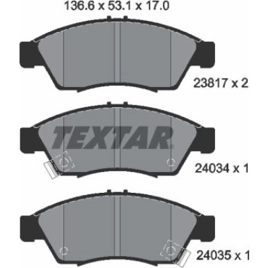 Textar | Bremsbelagsatz, Scheibenbremse | 2381701