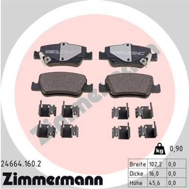 Zimmermann | Bremsbelagsatz, Scheibenbremse | 24664.160.2