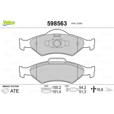 Valeo | Bremsbelagsatz, Scheibenbremse | 598563