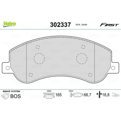 Valeo | Bremsbelagsatz, Scheibenbremse | 302337