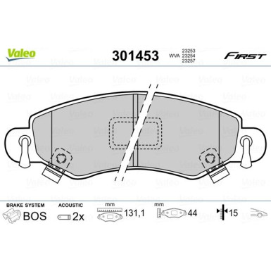 Valeo | Bremsbelagsatz, Scheibenbremse | 301453