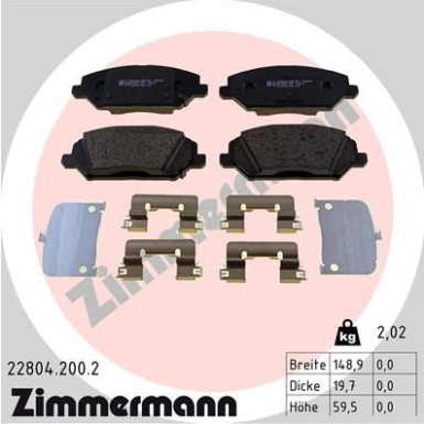 Zimmermann | Bremsbelagsatz, Scheibenbremse | 22804.200.2