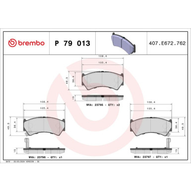 Brembo | Bremsbelagsatz, Scheibenbremse | P 79 013