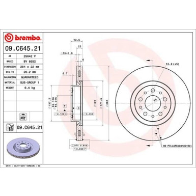 Brembo | Bremsscheibe | 09.C645.21