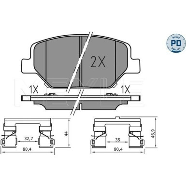 Meyle | Bremsbelagsatz, Scheibenbremse | 025 221 3819/PD