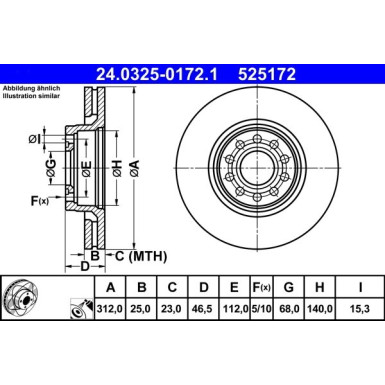 ATE | Bremsscheibe | 24.0325-0172.1