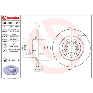 Brembo | Bremsscheibe | 08.8843.21