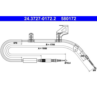 ATE | Seilzug, Feststellbremse | 24.3727-0172.2