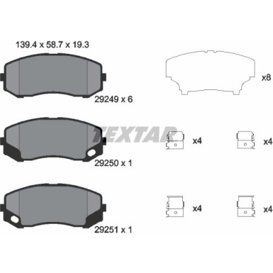 Textar | Bremsbelagsatz, Scheibenbremse | 2924901