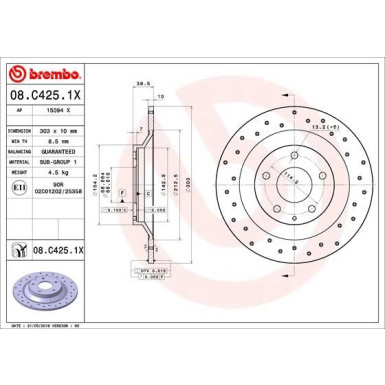 Brembo | Bremsscheibe | 08.C425.1X