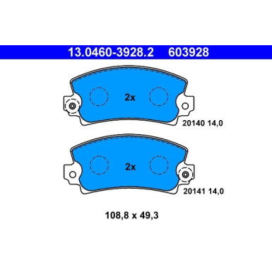 ATE | Bremsbelagsatz, Scheibenbremse | 13.0460-3928.2