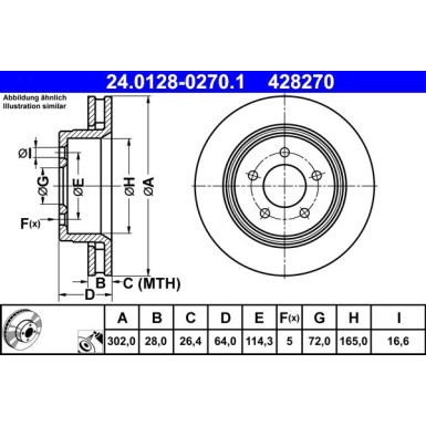 ATE | Bremsscheibe | 24.0128-0270.1