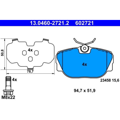 ATE | Bremsbelagsatz, Scheibenbremse | 13.0460-2721.2