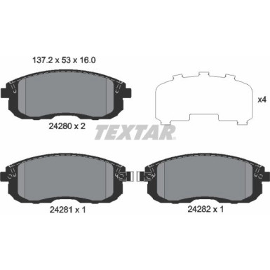 Textar | Bremsbelagsatz, Scheibenbremse | 2428001