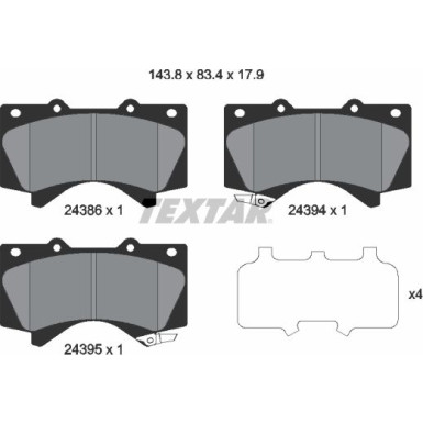 Textar | Bremsbelagsatz, Scheibenbremse | 2438601