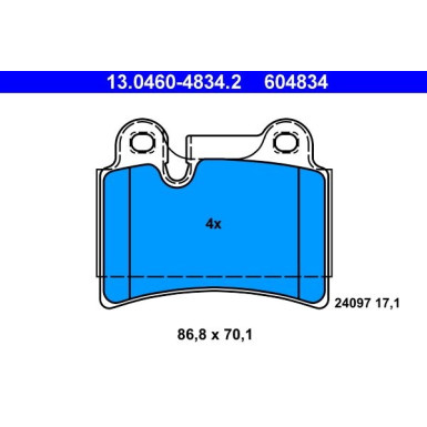 ATE | Bremsbelagsatz, Scheibenbremse | 13.0460-4834.2