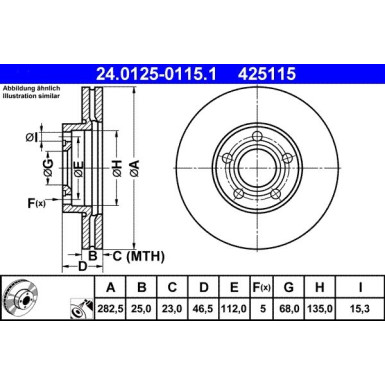 ATE | Bremsscheibe | 24.0125-0115.1