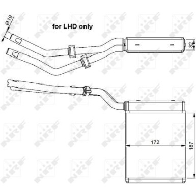 NRF | Wärmetauscher, Innenraumheizung | mit Rohr | 54303