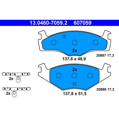 ATE | Bremsbelagsatz, Scheibenbremse | 13.0460-7059.2