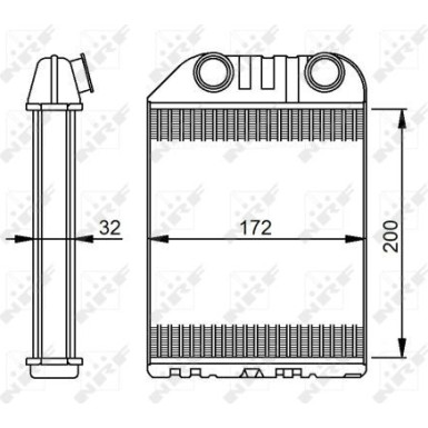 NRF | Wärmetauscher, Innenraumheizung | ohne Rohr | 54287