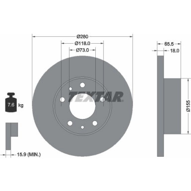 Textar | Bremsscheibe | 92073703