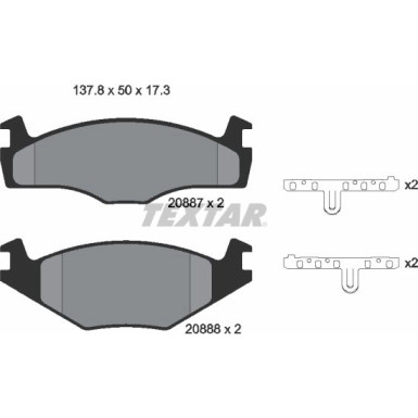 Textar | Bremsbelagsatz, Scheibenbremse | 2088708