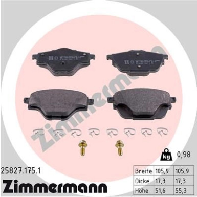 Zimmermann | Bremsbelagsatz, Scheibenbremse | 25827.175.1