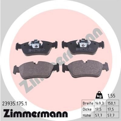 Zimmermann | Bremsbelagsatz, Scheibenbremse | 23935.175.1