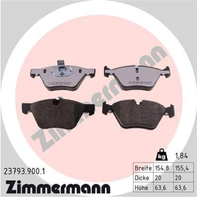 Zimmermann | Bremsbelagsatz, Scheibenbremse | 23793.900.1