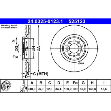 ATE | Bremsscheibe | 24.0325-0123.1