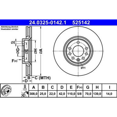 ATE | Bremsscheibe | 24.0325-0142.1