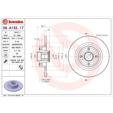 Brembo | Bremsscheibe | 08.A135.17