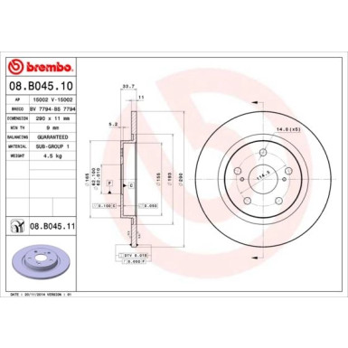 Brembo | Bremsscheibe | 08.B045.11