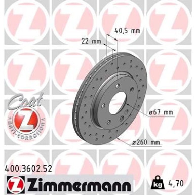 Zimmermann | Bremsscheibe | 400.3602.52