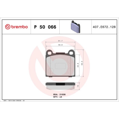 Brembo | Bremsbelagsatz, Scheibenbremse | P 50 066