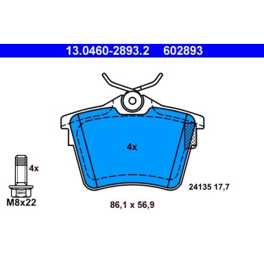 ATE | Bremsbelagsatz, Scheibenbremse | 13.0460-2893.2