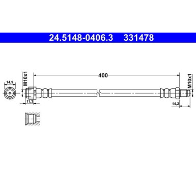 ATE | Bremsschlauch | 24.5148-0406.3