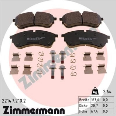 Zimmermann | Bremsbelagsatz, Scheibenbremse | 22147.210.2