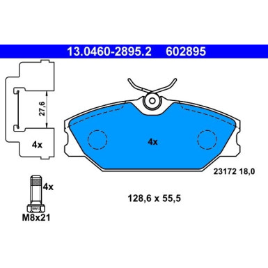 ATE | Bremsbelagsatz, Scheibenbremse | 13.0460-2895.2